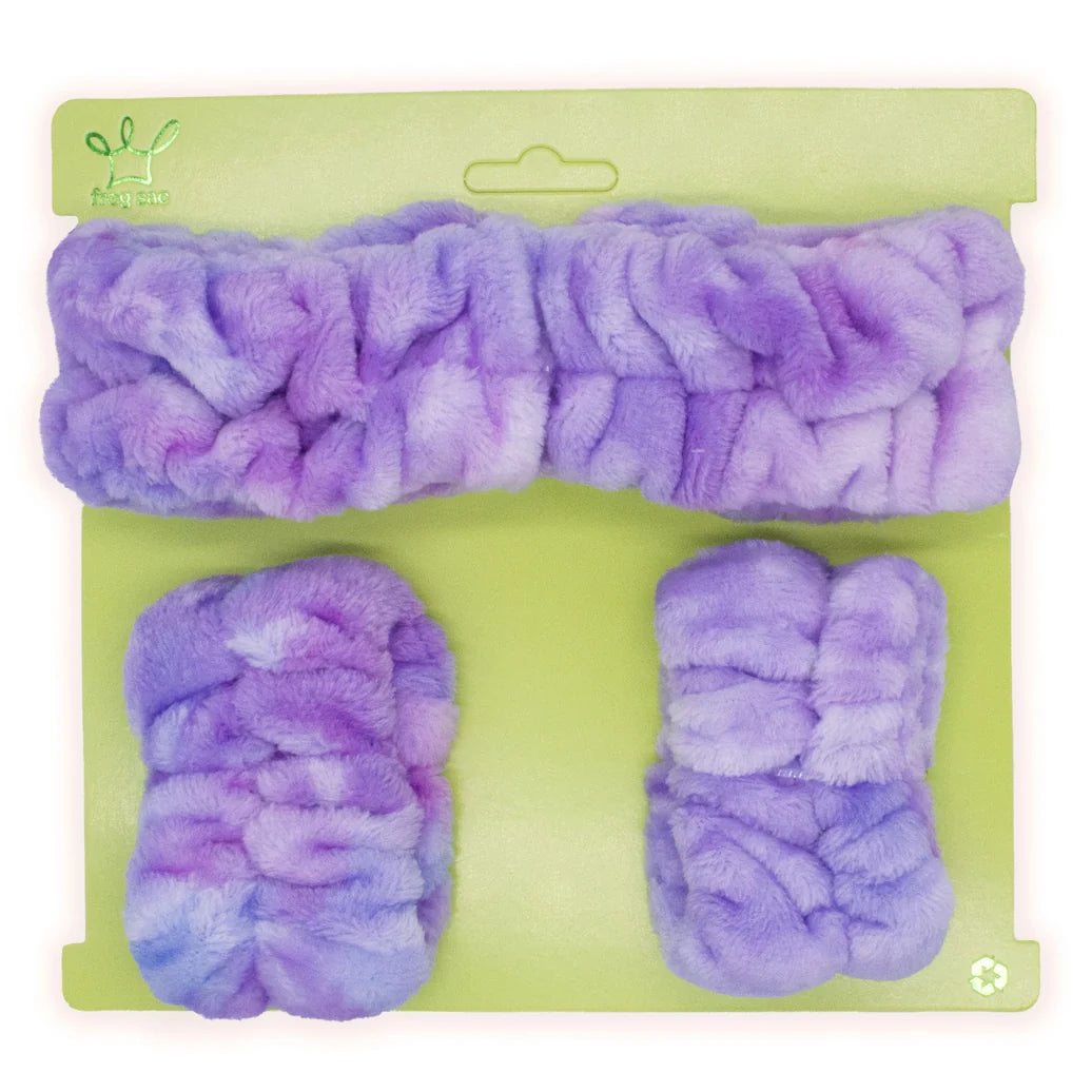 Spa Headband & Wristband Set - Cotton Candy Tie Dye - Frog Sac