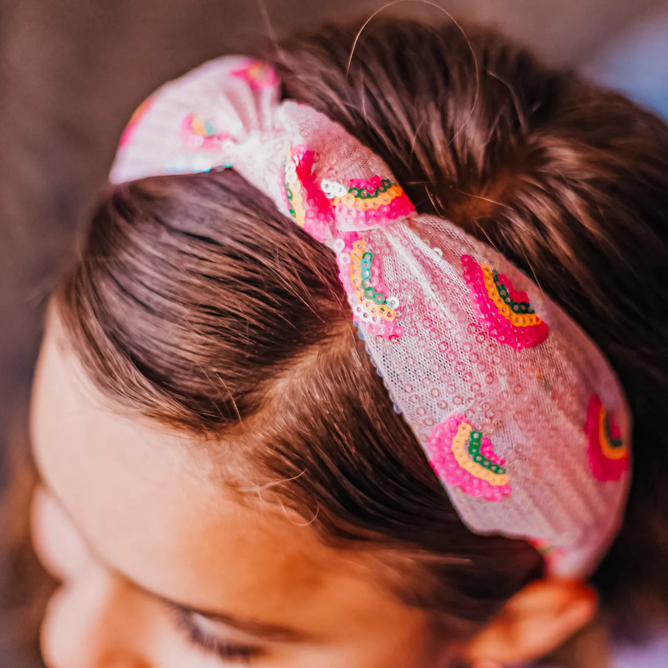 Kids Sequin Knot Headband - Rainbow - Frog Sac