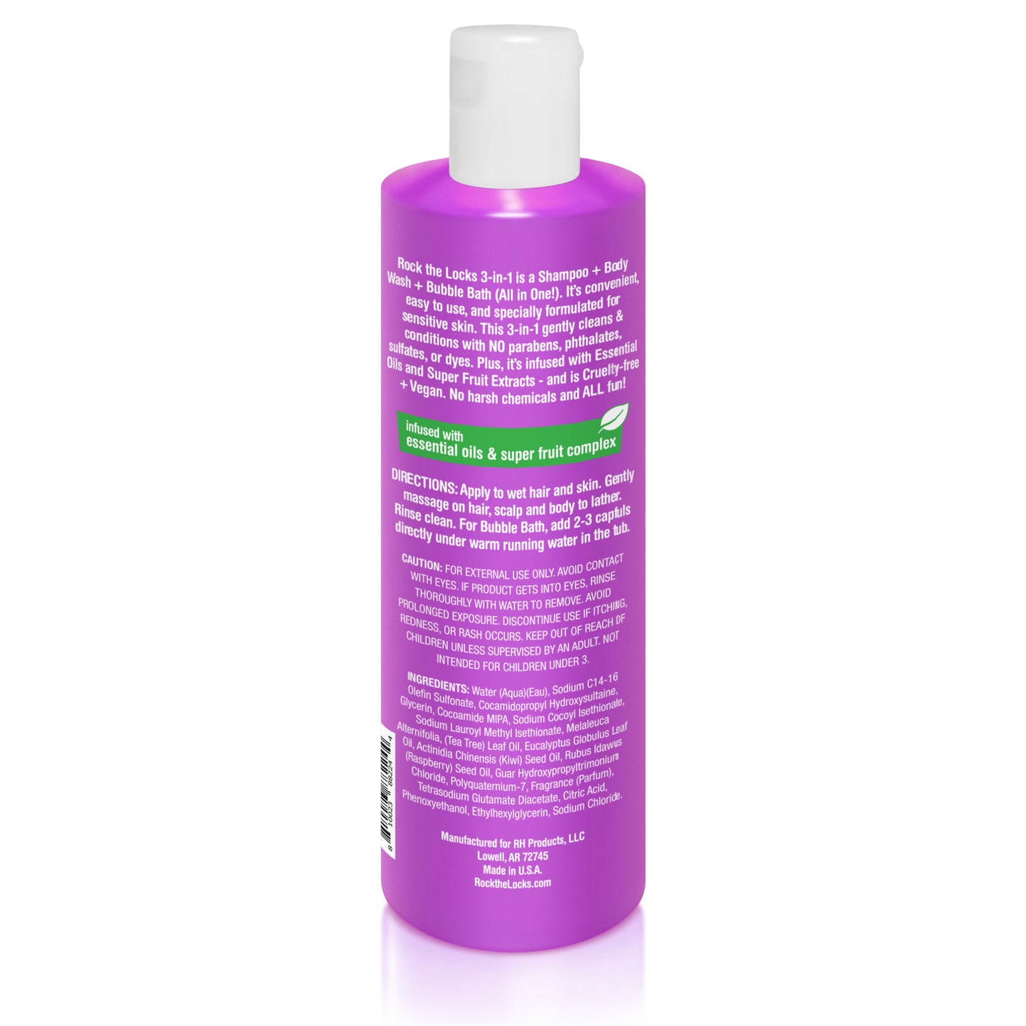 Rock the Locks 3-in-1 is a Shampoo + Body Wash + Bubble Bath