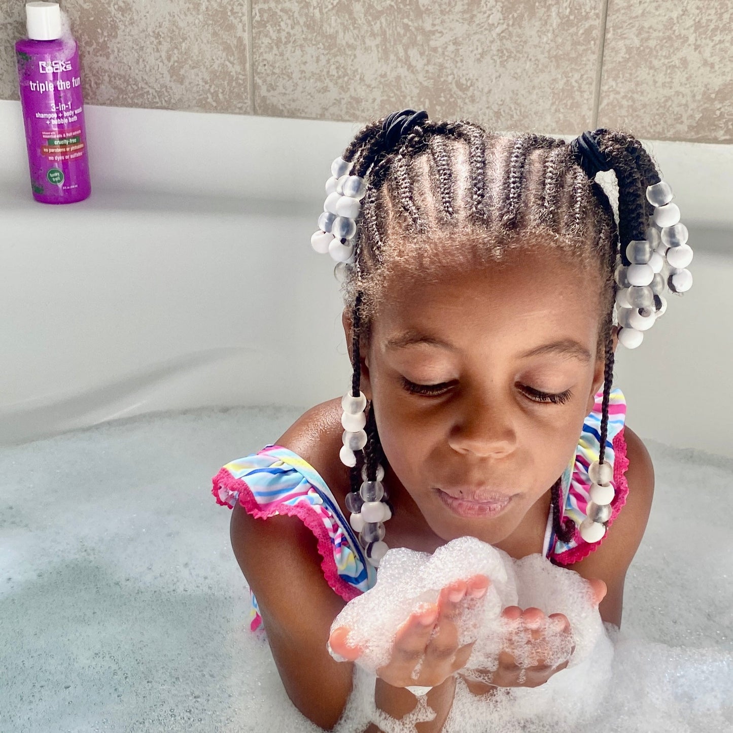 Rock the Locks 3-in-1 is a Shampoo + Body Wash + Bubble Bath