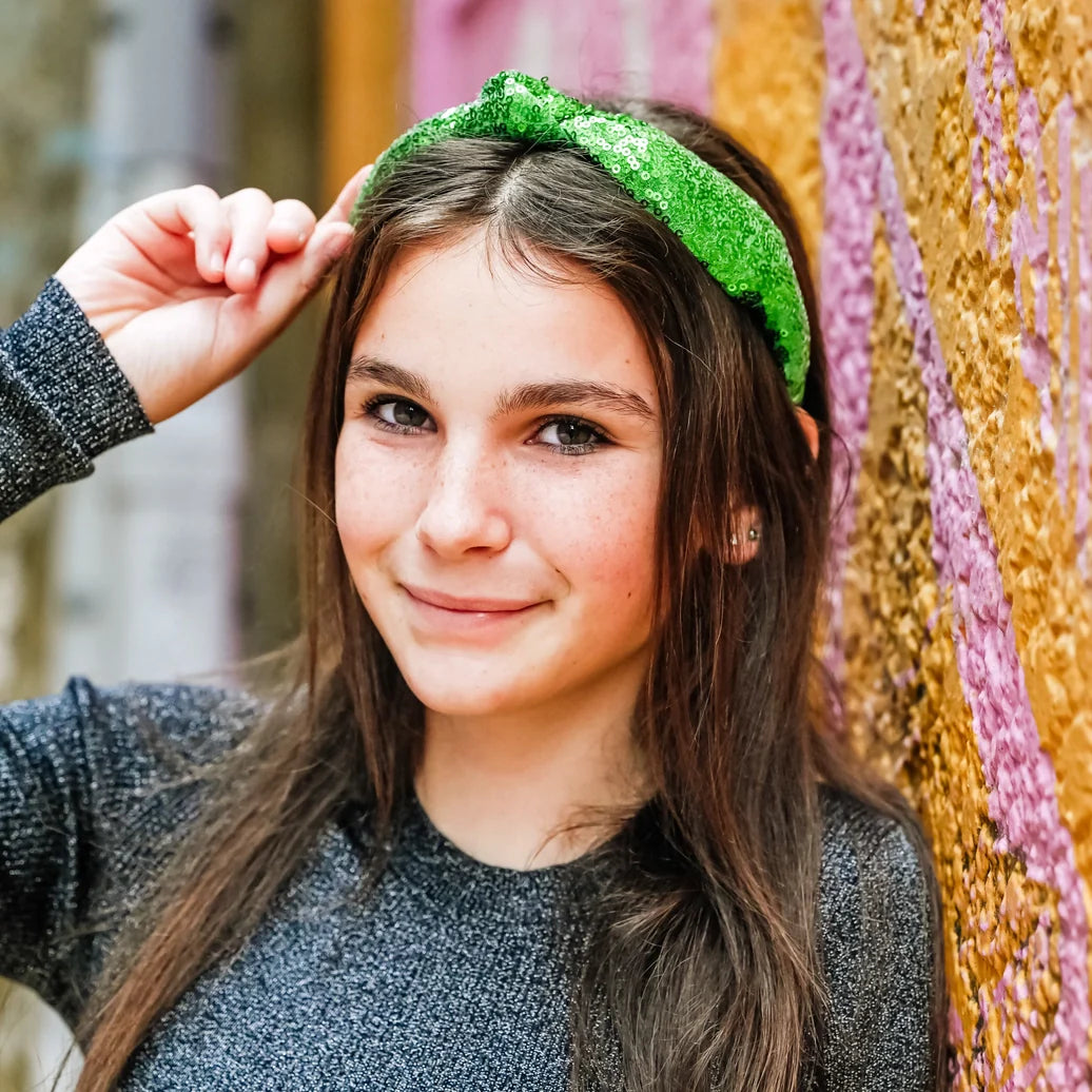Green Sequin Knot Headband - Frog Sac