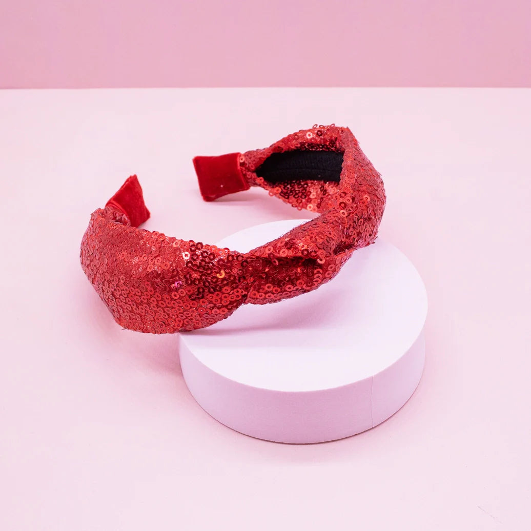 Red Sequin Knot Headband - Frog Sac