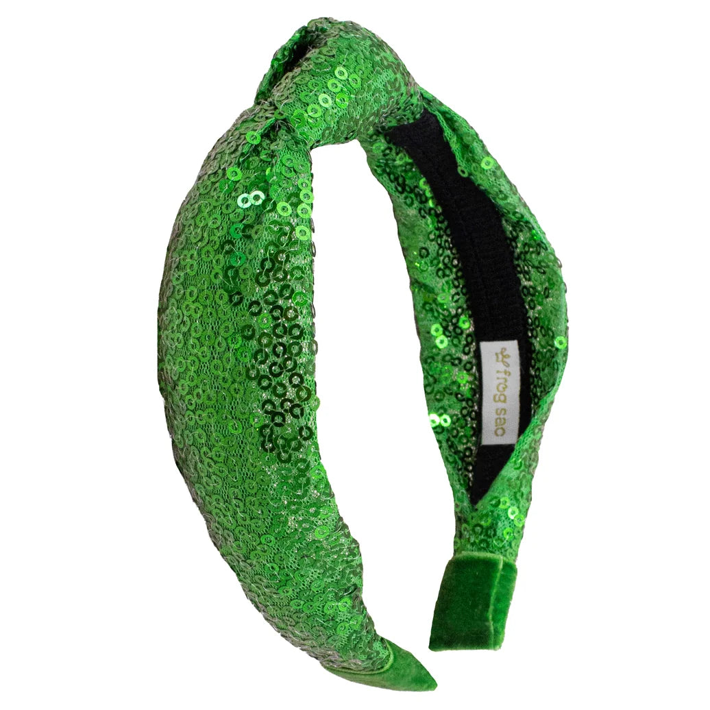 Green Sequin Knot Headband - Frog Sac