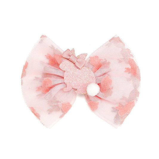 Honey Bunny Easter Tulle Bow Clip - Kids Hair Bow - Sweet Wink