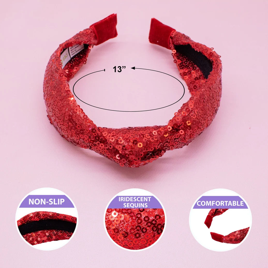 Red Sequin Knot Headband - Frog Sac