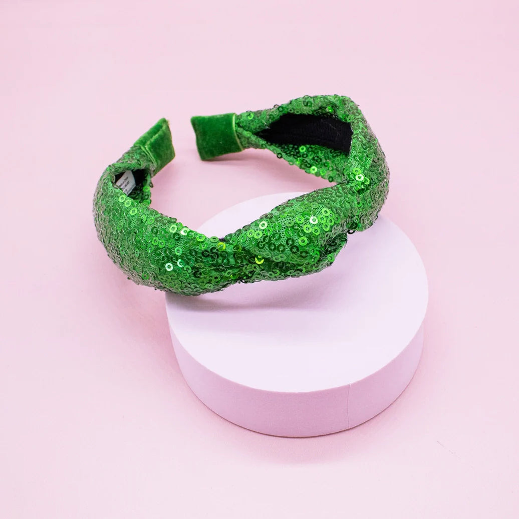 Green Sequin Knot Headband - Frog Sac