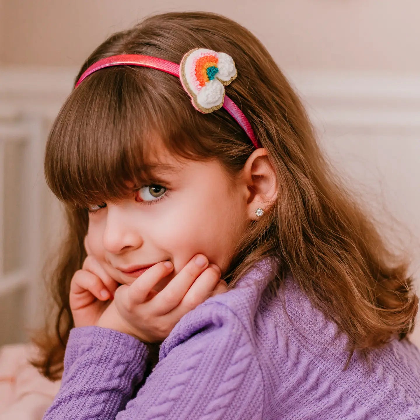 Rhinestone Charm Headband & Hair Clips - Rainbow/Heart/Star - Frog Sac