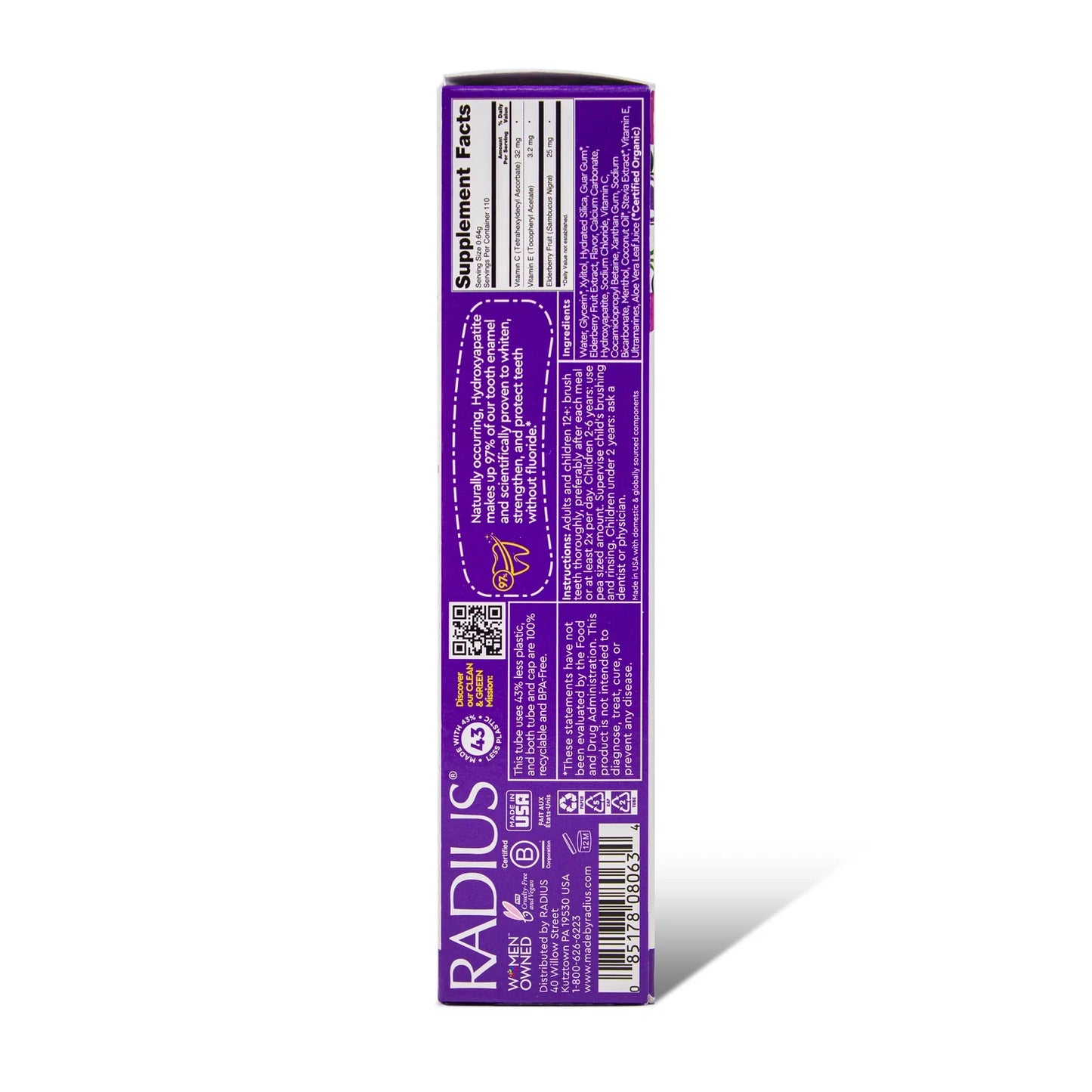 Super Duper Immune Support Children's Toothpaste in Bubble Berry Mint - RADIUS