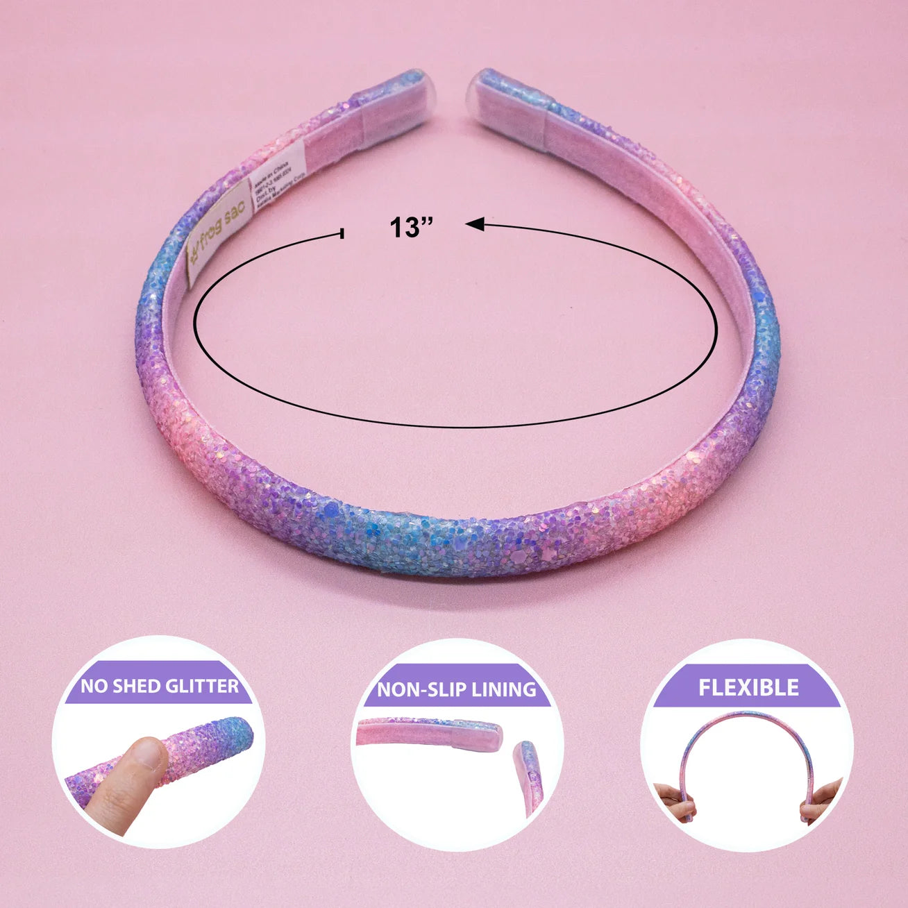Thin Glitter Headbands for Kids - 6 colors - Frog Sac