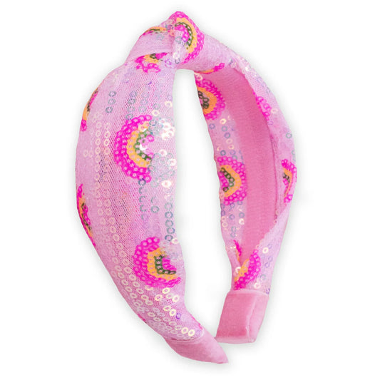 Kids Sequin Knot Headband - Rainbow - Frog Sac