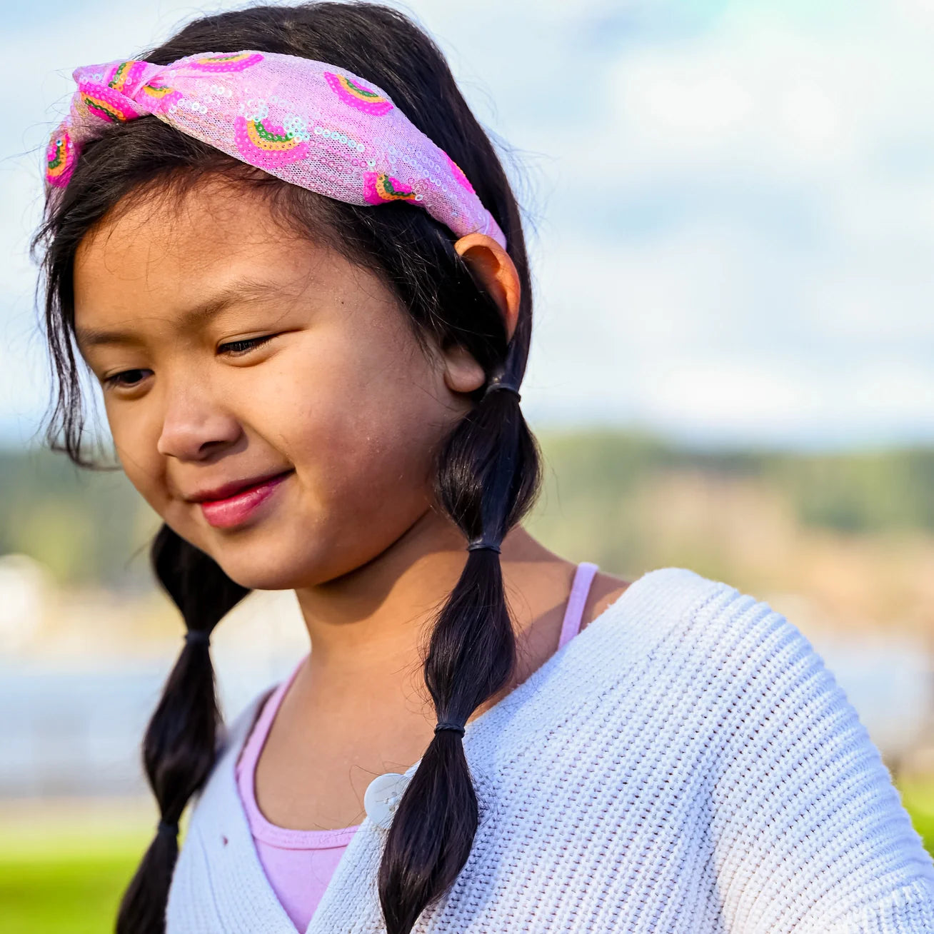 Kids Sequin Knot Headband - Rainbow - Frog Sac