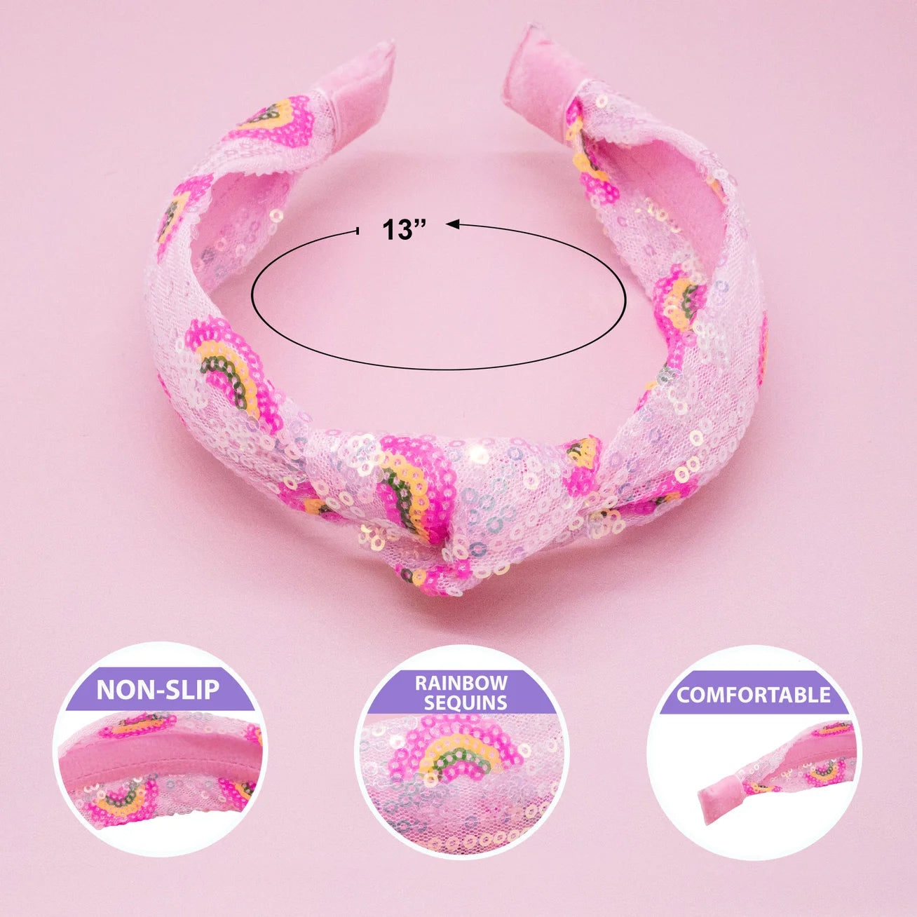 Kids Sequin Knot Headband - Rainbow - Frog Sac
