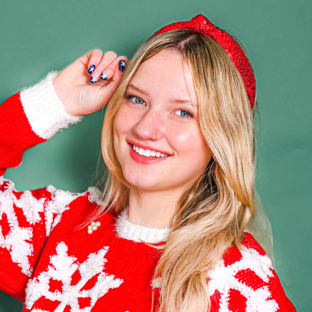 Red Sequin Knot Headband - Frog Sac