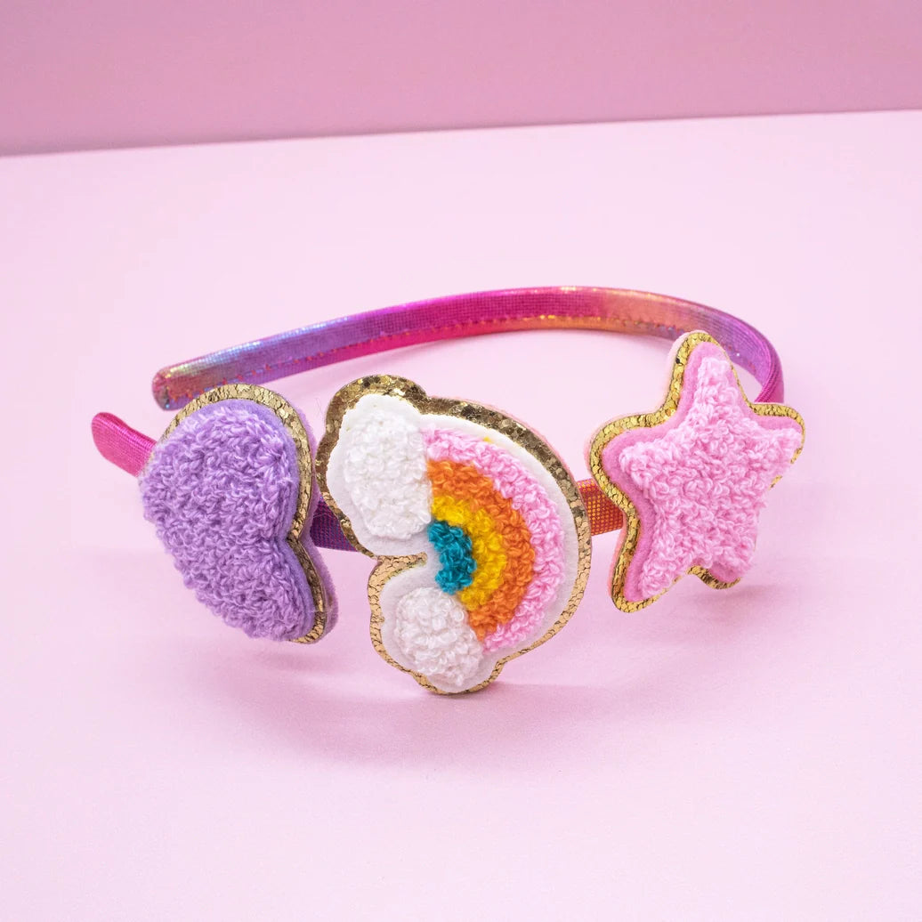 Rhinestone Charm Headband & Hair Clips - Rainbow/Heart/Star - Frog Sac
