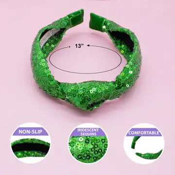 Green Sequin Knot Headband - Frog Sac