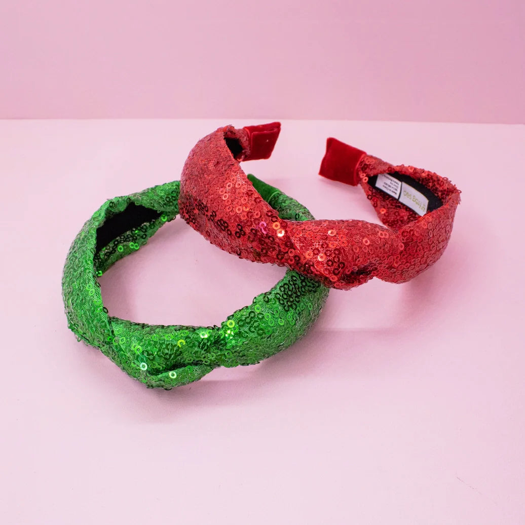 Green Sequin Knot Headband - Frog Sac